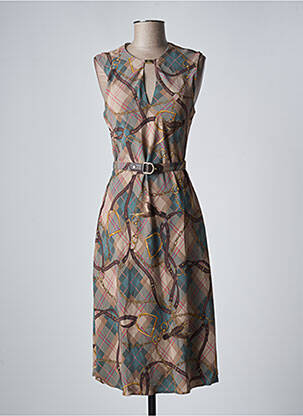 Rochie midi bej RALPH LAUREN femeie