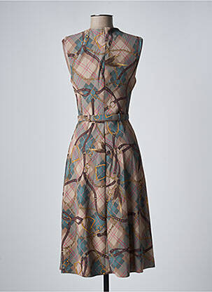 Rochie midi bej RALPH LAUREN femeie