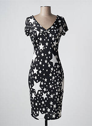 Rochie midi imprimeu fantezie mâneci scurte negru MANIGANCE femeie