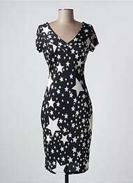 Rochie midi imprimeu fantezie mâneci scurte negru MANIGANCE femeie