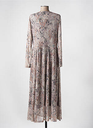 Rochie lungă mâneci lungi mâneci lungi bej BROADWAY femeie