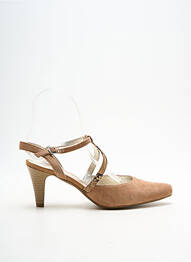 Sandale/pantofi decupați țesătură satinată toc de 4 la 6 cm bej SWEET femme