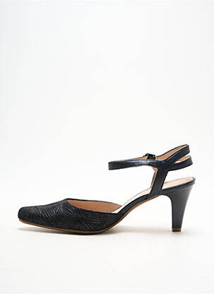 Sandale/pantofi decupați țesătură satinată toc de 7 la 9 cm negru SWEET femeie