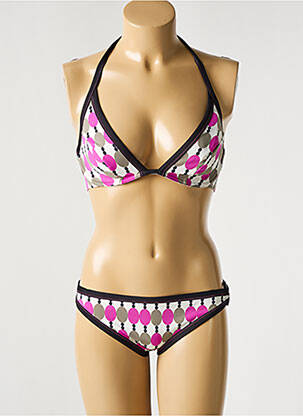 Costum de baie din două piese elasticitate top triunghiuri roz JENNA DE ROSNAY femeie