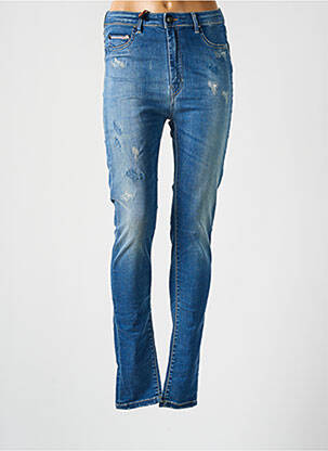 Blugi skinny efect uzat decolorat talie înaltă albastru DONOVAN femeie