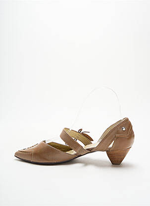 Sandale/pantofi decupați material neted toc de 4 la 6 cm bej MADISON femeie