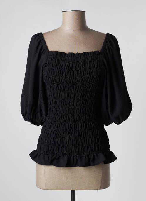 Top guler pătrat mâneci 3/4 negru KAFFE femme