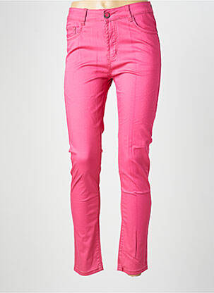 Pantalon slim țesătură poplin mărime normală roz X-MAX femeie