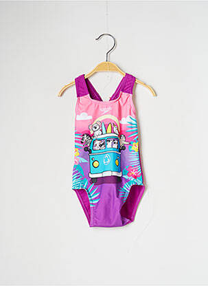 Costum de baie dintr-o singură piesă țesătură satinată violet SPEEDO fată