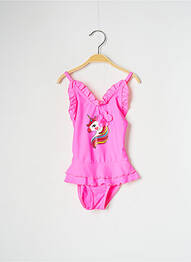 Costum de baie dintr-o singură piesă țesătură satinată roz HAUTE PRESSION fille