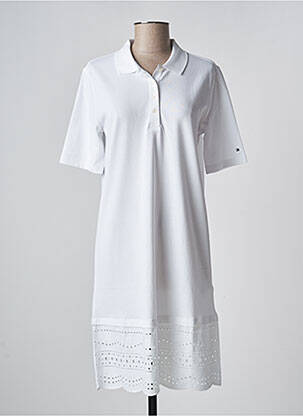 Rochie midi mâneci scurte mâneci scurte alb TOMMY HILFIGER femeie