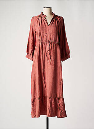 Rochie lungă țesătură crep mâneci 3/4 roz VINTAGE LOVE femeie