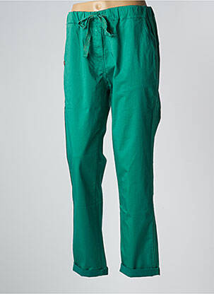 Pantalon chino broderie galoni laterali mărime normală verde PAKO LITTO femeie