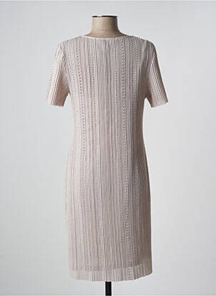 Rochie midi mâneci scurte mâneci scurte bej EVA KAYAN femeie