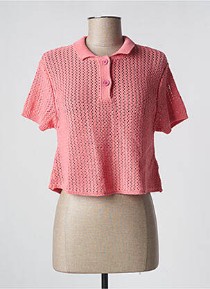 Pulover croială dreaptă mâneci scurte roz AMERICAN VINTAGE femeie