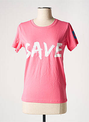 Tricou croială dreaptă mâneci scurte roz SAVE THE DUCK femeie