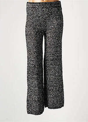 Pantalon larg țesătură poplin mărime normală negru MANGO femeie