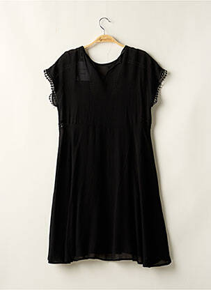 Rochie midi țesătură crep mâneci scurte negru SUNCOO femeie