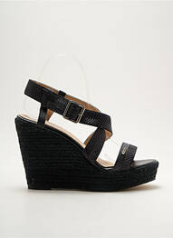 Espadrile țesătură satinată toc înalt de 10cm și mai mult negru CASSIS COTE D'AZUR femme