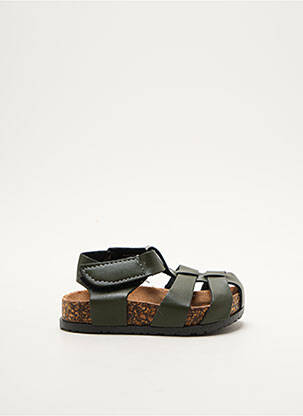 Sandale/pantofi decupați material neted vârf rotund verde BABY MOCS băiat