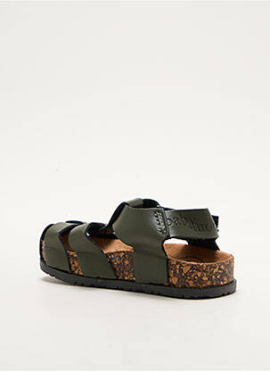 Sandale/pantofi decupați material neted vârf rotund verde BABY MOCS băiat