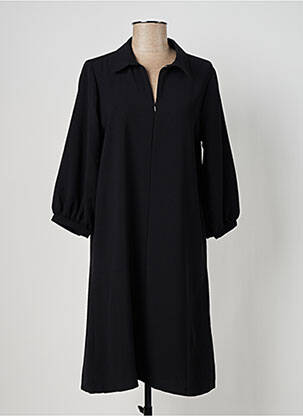 Rochie midi țesătură crep mâneci lungi negru GEISHA femeie