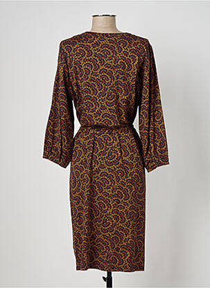 Rochie midi mâneci 3/4 mâneci 3/4 maro GEISHA femeie