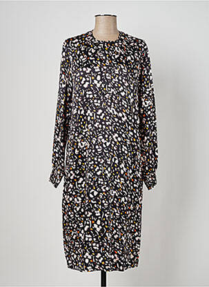 Rochie midi imprimeu fantezie mâneci lungi negru GEISHA femeie