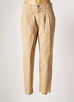 Pantalon 7/8 talie cu cleme mărime normală bej GEISHA femeie