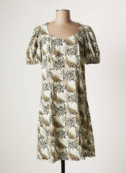 Rochie midi croială fluidă mâneci scurte verde GEISHA femme