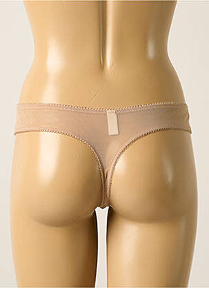Tanga efect material satinat bej MILLESIA femeie