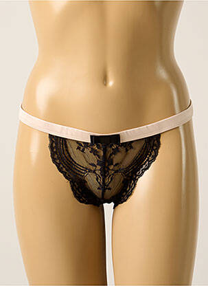 Tanga efect material satinat negru MAISON CLOSE femeie