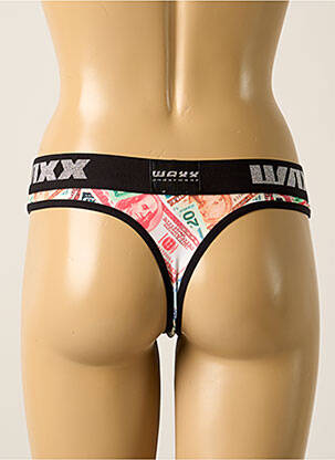 Tanga efect material satinat negru WAXX femeie