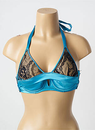 Sutien efect material satinat top triunghiuri albastru IMPERIAL femeie