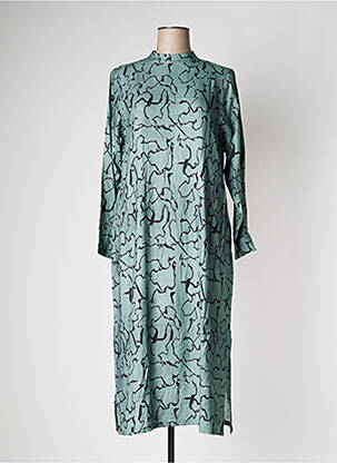 Rochie midi croială fluidă mâneci lungi verde PAN femeie