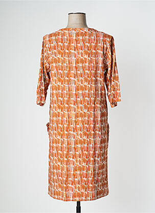 Rochie midi croială fluidă mâneci 3/4 portocalie PAN femeie