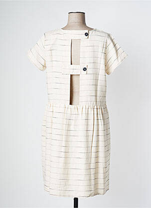 Rochie midi mâneci scurte mâneci scurte bej PAN femeie