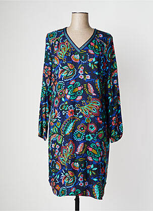 Rochie midi imprimeu floral mâneci lungi albastru PAUSE CAFE femeie