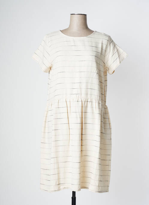 Rochie midi croială evazată mâneci scurte bej PAN femme