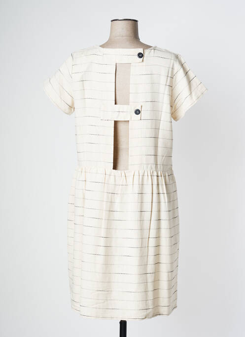 Rochie midi croială evazată mâneci scurte bej PAN femme