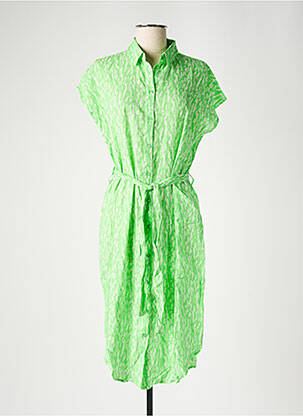 Rochie midi imprimeu fantezie mâneci scurte verde PIECES femeie