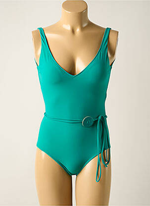 Costum de baie dintr-o singură piesă efect material satinat top sutien modelat verde SIYU femeie