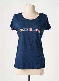 Tricou serigrafie mâneci scurte albastru MADAME TSHIRT femeie