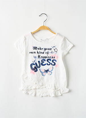 Tricou croială cambrată mâneci scurte alb GUESS fată