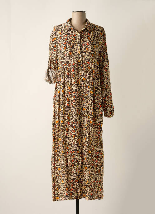 Rochie lungă mâneci lungi mâneci lungi bej BISCOTE femme