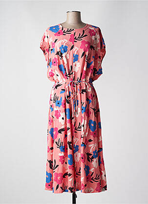 Rochie lungă țesătură poplin mâneci scurte roz RAGWEAR femeie