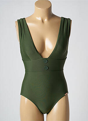 Costum de baie dintr-o singură piesă efect material satinat sutien cu susținere înaltă și burete detașabil verde YSABEL MORA femeie