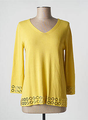 Pulover guler în v mâneci 3/4 galben TRIPODE femme
