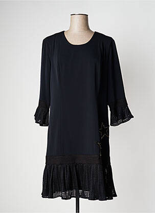 Rochie midi mâneci 3/4 mâneci 3/4 negru POUPEE CHIC femeie