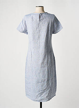 Rochie midi mâneci scurte mâneci scurte albastru BLANC BOHEME femeie